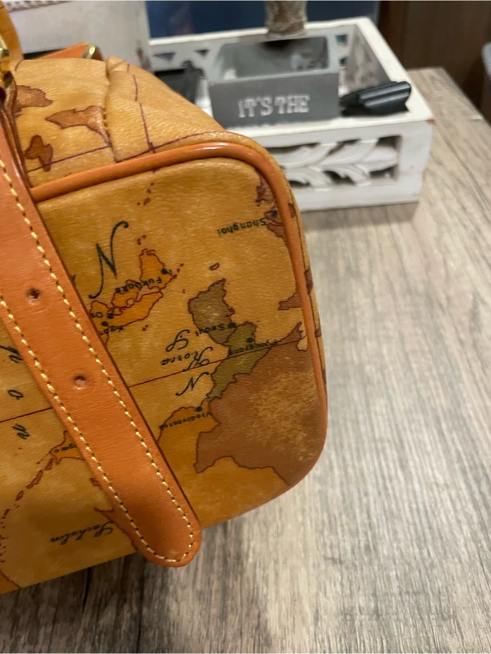Alviero Martini Tan Map-Print Leather Backpack with Gold Hardware - Picture 7 of 13
